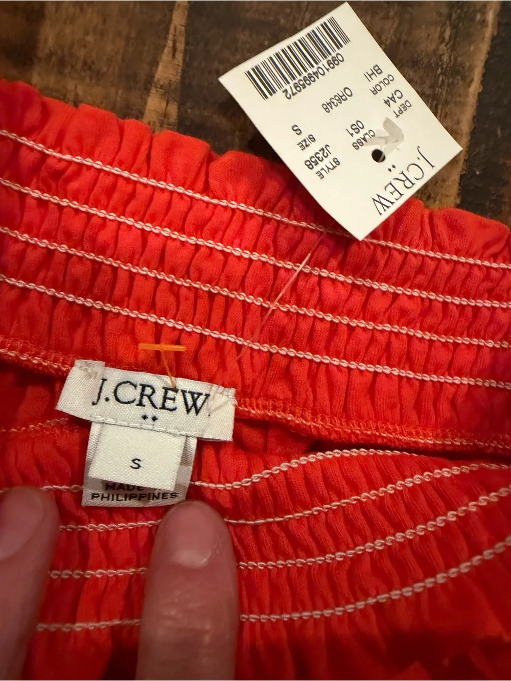 J. Crew Orange Smocked-Waist Short Sleeve Romper